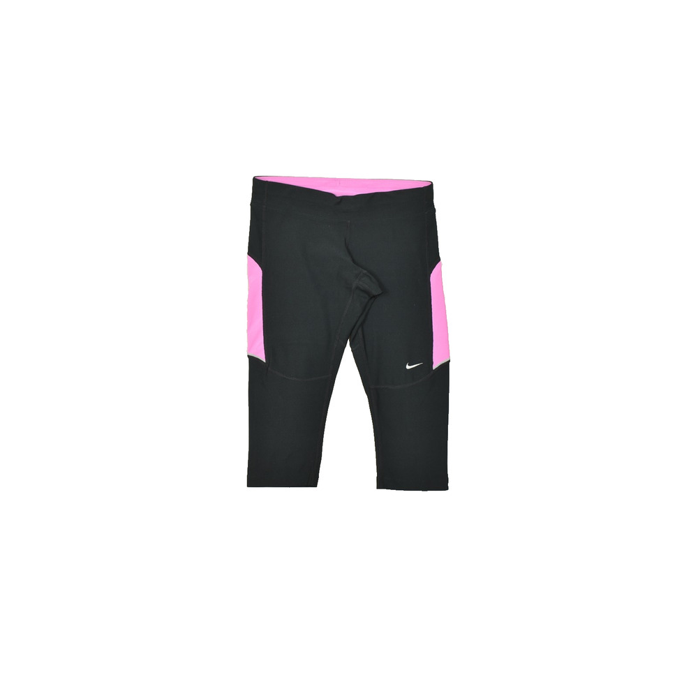 Nike Dri-FIT Women's XS Black Pink Crop Running Leggings Athletic Zipper Pocket